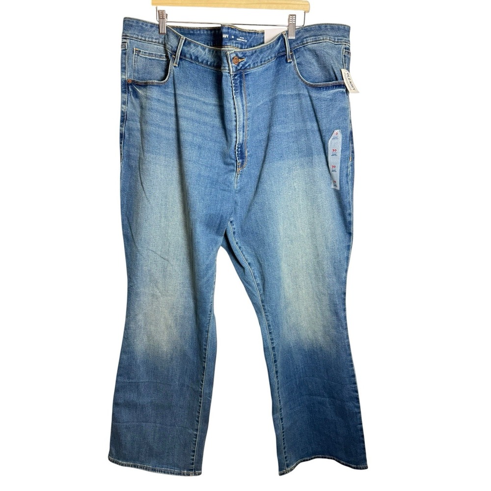 Old‎ Navy Women Jeans Plus 30W Kicker Boot Cut Blue Light Wash Cotton NWT
